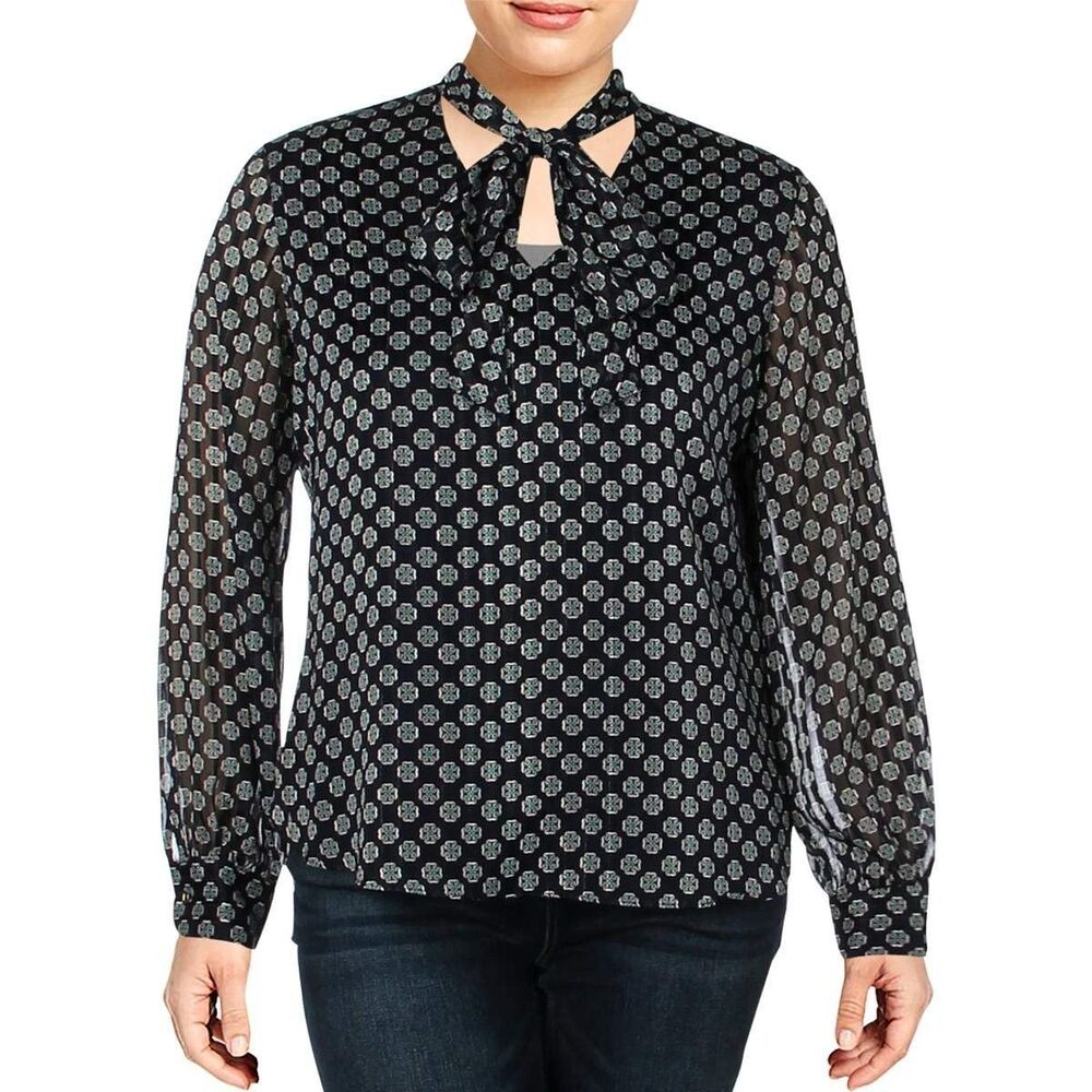 Lauren Ralph Lauren Women's Talsha Tie Neck Blouse NM S